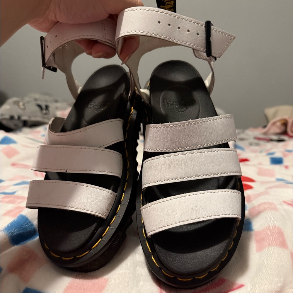 Dr Martens White Strap Sandals with Black Soles - Picture 4 of 4